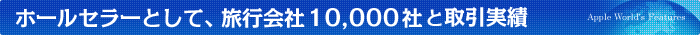 ホールセラーとして、旅行会社 10,000社 と取引実績
